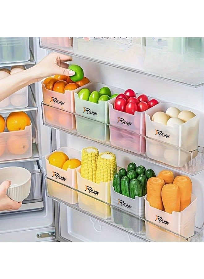 RILION 6 fridge storage boxes multipurpose containers for storage Space-saving Refrigerator Side Door Organizer for fridge kitchen Fruits, Vegetables Storage Containers- transparent, Plastic - Image 1