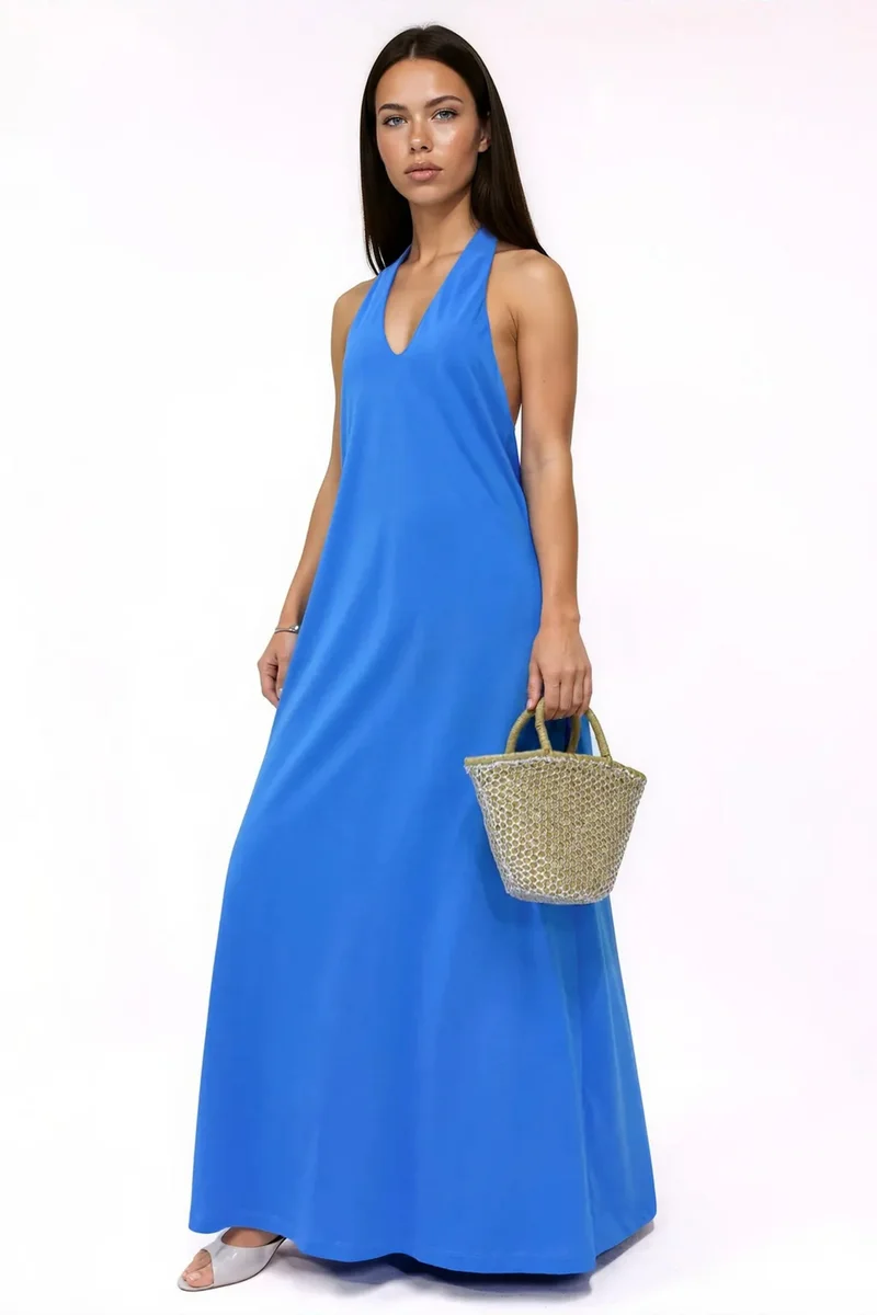 Busem BUSEM Cotton Midi Halter Dress With Slit