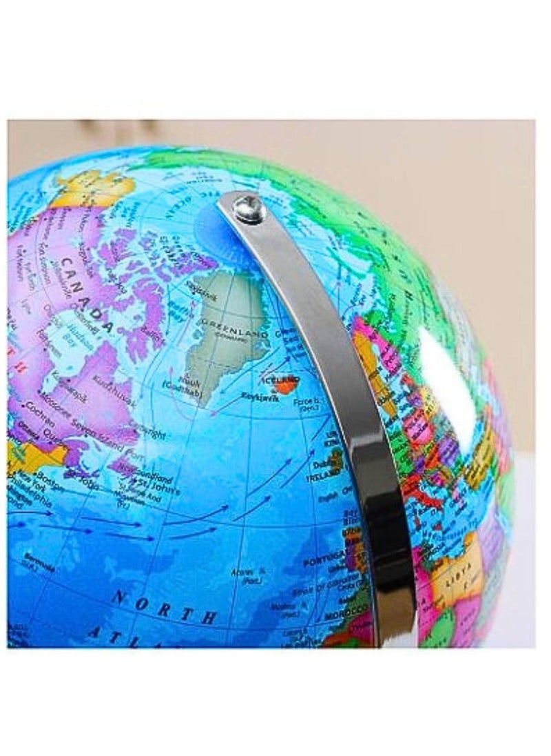 null - 32CM World Globe Political Map, Educational Geographic Globe, Globe With LED Light, Electroplated Gold Base Globe - Image 1