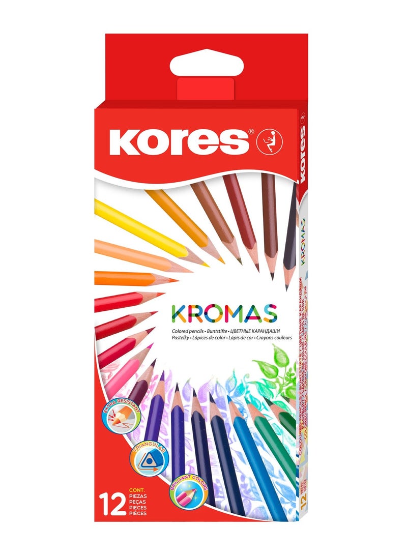 Kores Set of 12  Soft Lead and Triangular Shape Coloured Pencils - Image 1