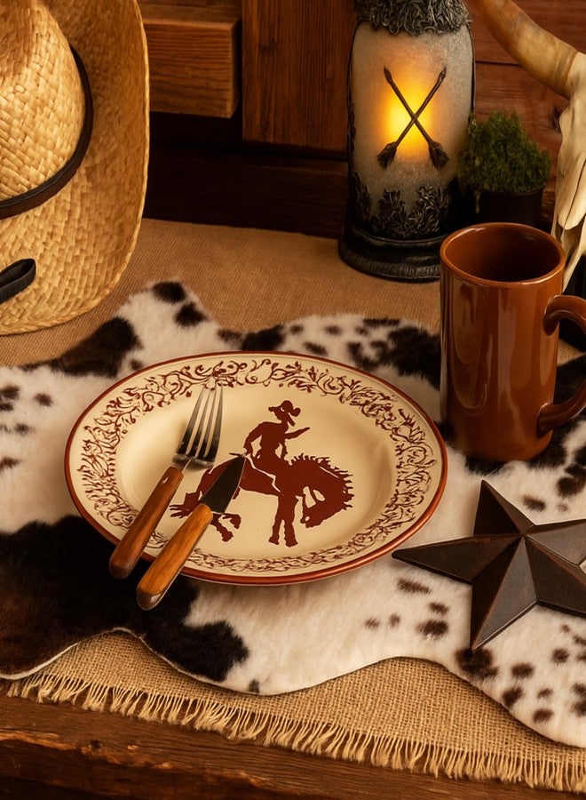 Mindoub 2 Pack Mini Soft Fur Faux Cowhide Rug 20x16 inch Rustic Chic Western Mat Cow Hide Rugs Carpet for Room Resting Area Placemat Table Centerpieces Cowboy Party Supplies Wall Art Decor - Image 3