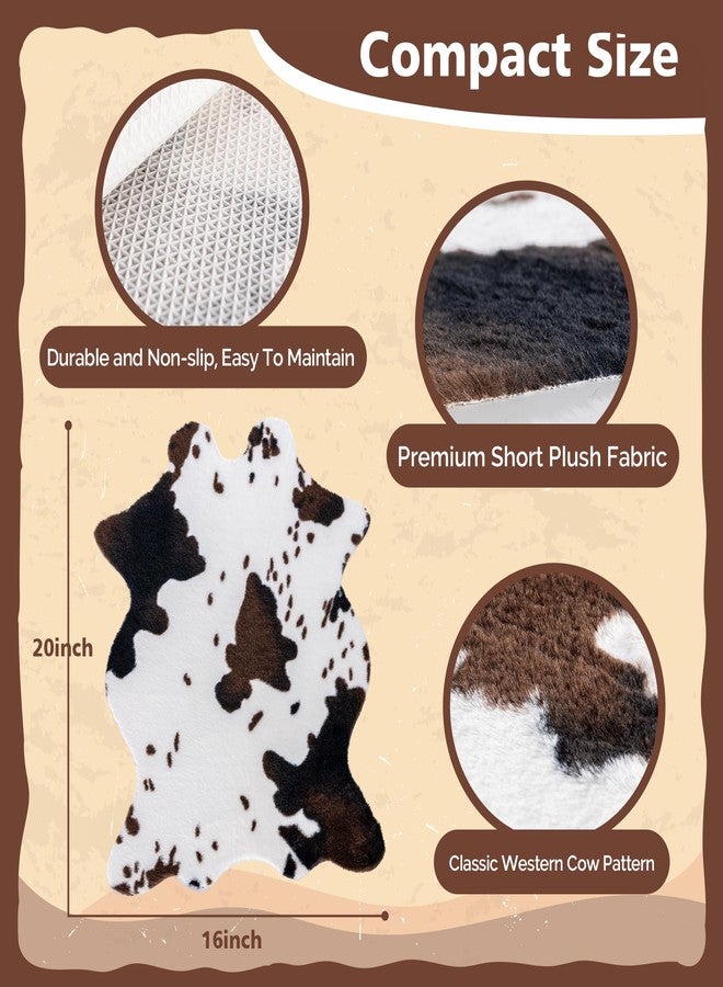Mindoub 2 Pack Mini Soft Fur Faux Cowhide Rug 20x16 inch Rustic Chic Western Mat Cow Hide Rugs Carpet for Room Resting Area Placemat Table Centerpieces Cowboy Party Supplies Wall Art Decor - Image 2