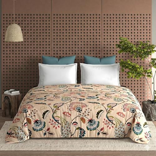 LOOMLYFE All Season 220 GSM King Size Double Bed AC Comforter/Blanket/Duvet for All Seasons/Weathers - Pack of 1 - BeigeAnokhi - Image 1