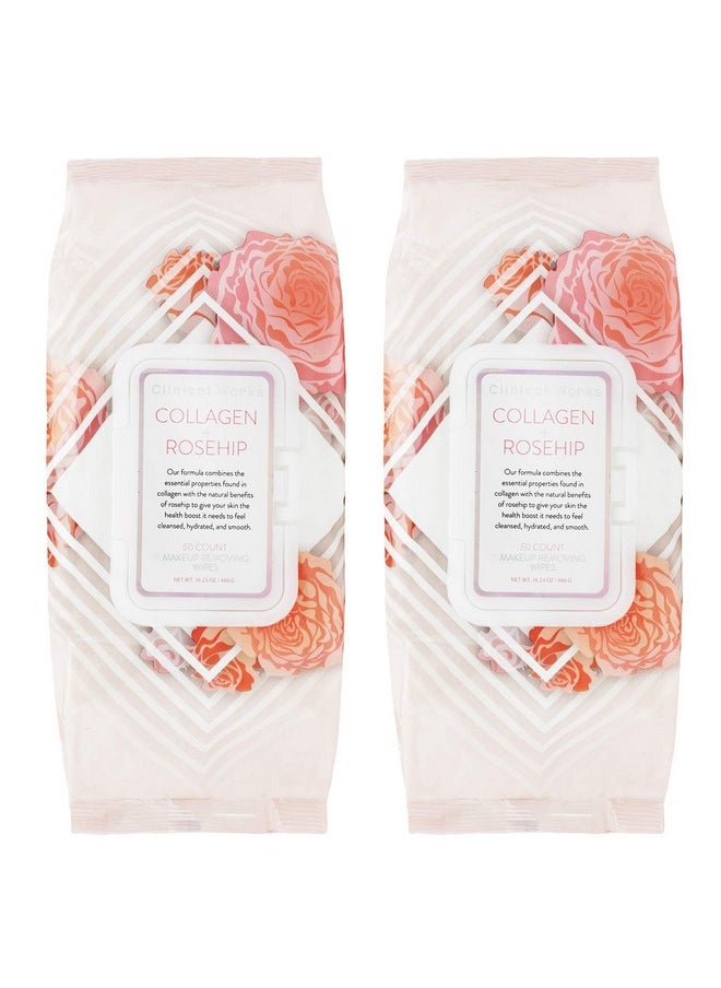 Clinical Works Clinical Works Makeup Remover Wipes Bulk Pack- Collagen and Rosehip Facial Cleansing Wipes, 2 Pack  - Image 1