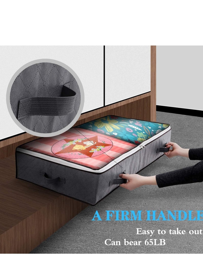 MIXDE Under bed Storage Bags, 4 Pack 100L Underbed Storage Containers with Reinforced Handles, Large Capacity Breathable Non-woven Under the Bed Storage Bins for Blanket, Pillows, Comforters and Quilts - Image 2