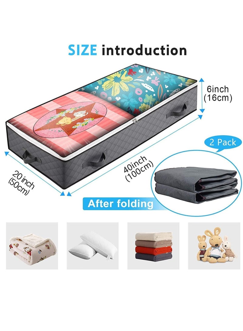 MIXDE Under bed Storage Bags, 4 Pack 100L Underbed Storage Containers with Reinforced Handles, Large Capacity Breathable Non-woven Under the Bed Storage Bins for Blanket, Pillows, Comforters and Quilts - Image 3