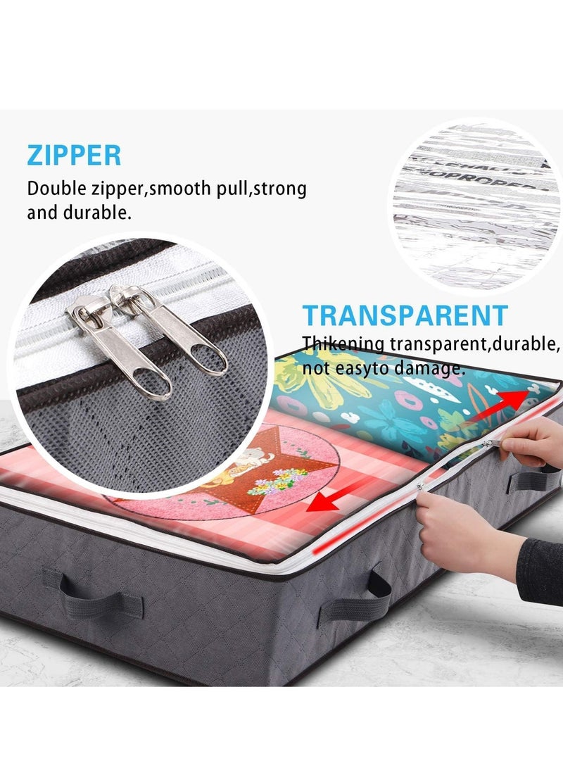 MIXDE Under bed Storage Bags, 4 Pack 100L Underbed Storage Containers with Reinforced Handles, Large Capacity Breathable Non-woven Under the Bed Storage Bins for Blanket, Pillows, Comforters and Quilts - Image 4