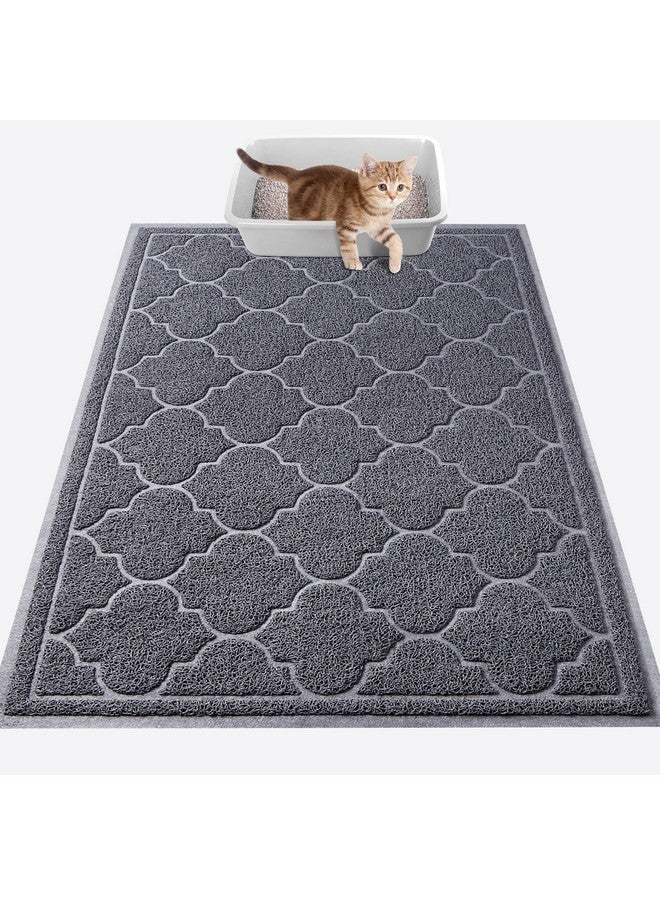 LuxStep Cat Litter Mat Litter Trapping Mat, 23X35 Inch Waterproof And NonSlip Litter Box Mat For Clean Floors, Soft On Cat Paws, Large Litter Pad For Indoor Cat Supplies And Essentials, Grey - Image 1