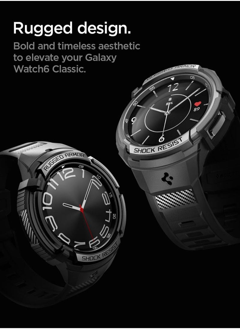 Spigen Rugged Armor Pro for Samsung Galaxy Watch 6 Classic 43mm Case Cover with Band (2023) - Black  - Image 2