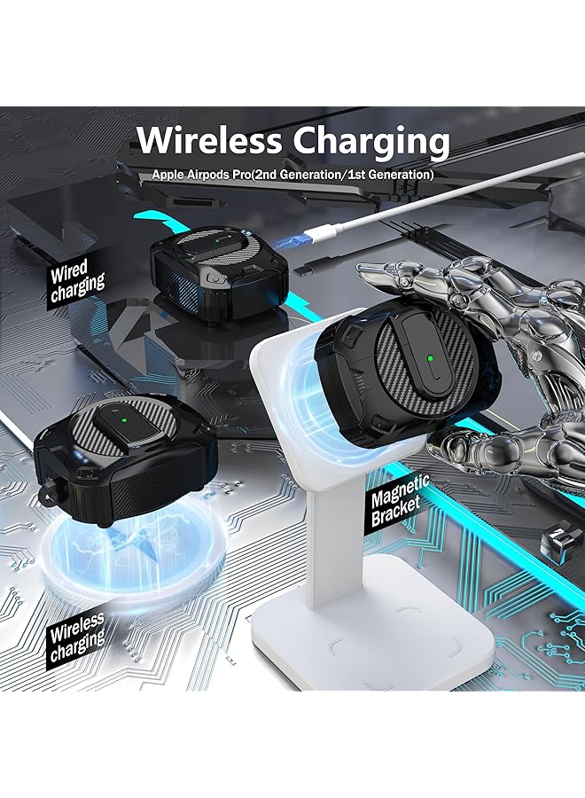 erorex For Airpods Pro 2Nd Generation Protective Case 2024 New Space Themed Protective Case With Keychain Compatible With Airpods Pro 1 2 And Works With Magsafe Powerful Drop Protection Black  - Image 5