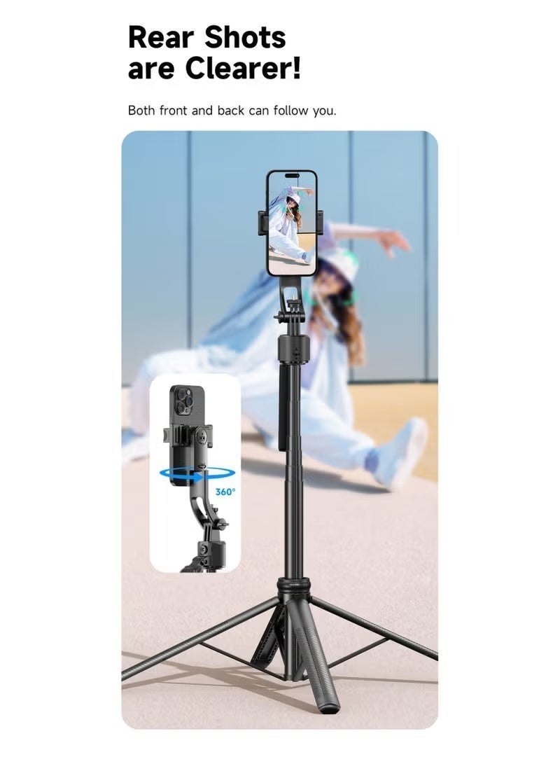 Neyecam AI Tracking Gimbal Quadrapod with Auto Follow, Gesture Control, Anti Shake Handle, Detachable Design Extending to 64.4 inches 1635mm, Heavy Duty Aluminum Stand, Selfie Stick and Multi Function Bluetooth Remote with 1/4" Mount for Phone and Camera for Vlogging Live Streaming and Travel - Image 4