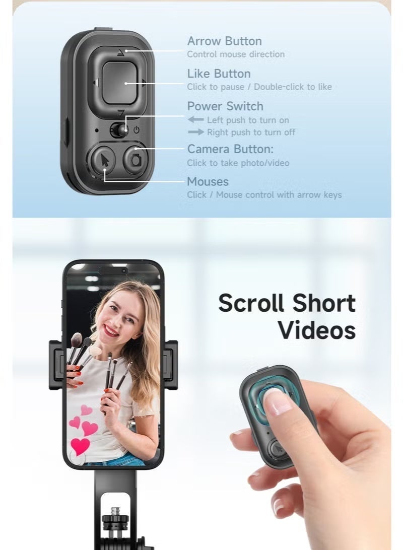 Neyecam AI Tracking Gimbal Quadrapod with Auto Follow, Gesture Control, Anti Shake Handle, Detachable Design Extending to 64.4 inches 1635mm, Heavy Duty Aluminum Stand, Selfie Stick and Multi Function Bluetooth Remote with 1/4" Mount for Phone and Camera for Vlogging Live Streaming and Travel - Image 3