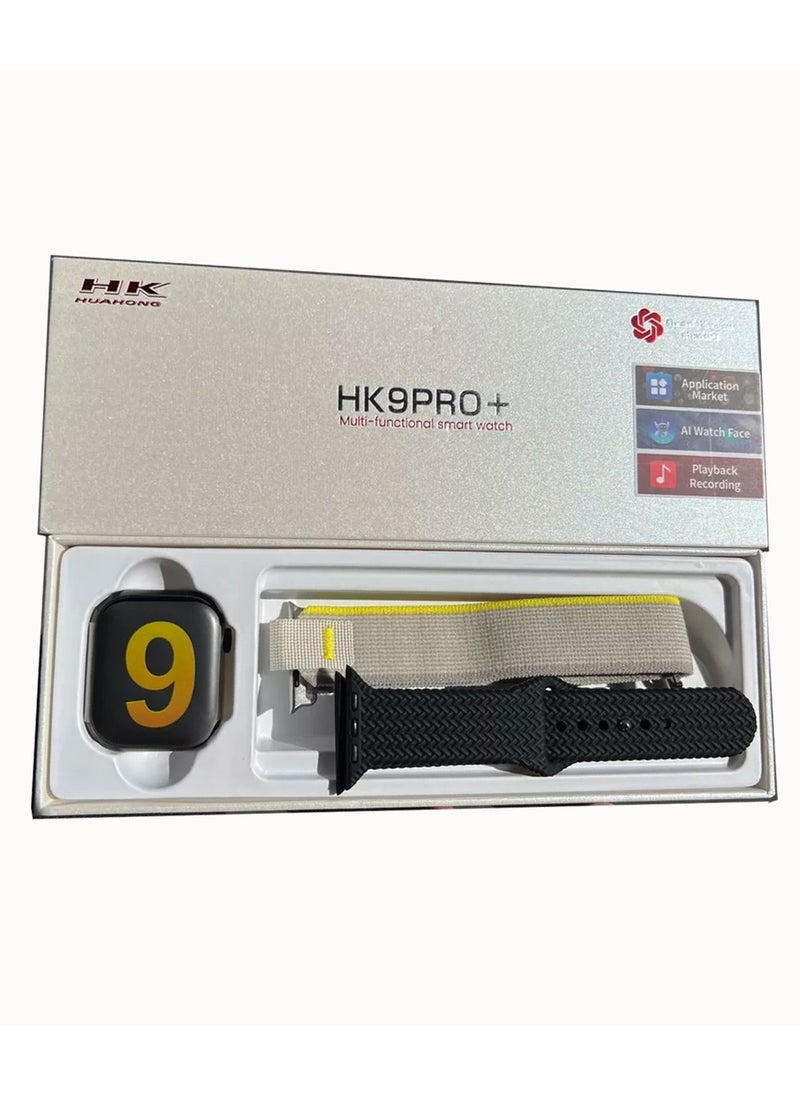 هونج كونج - ساعة ذكية HK 9 Pro Plus بشاشة AMOLED مقاس 2.12 بوصة من السلسلة 9 متعددة الوظائف مع حزام مزدوج وشاحن لاسلكي - Image 1