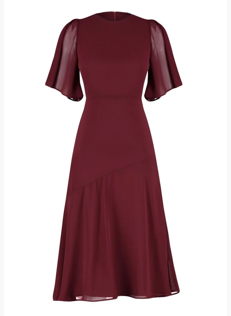 trendyol Burgundy Flared Sleeve Dress