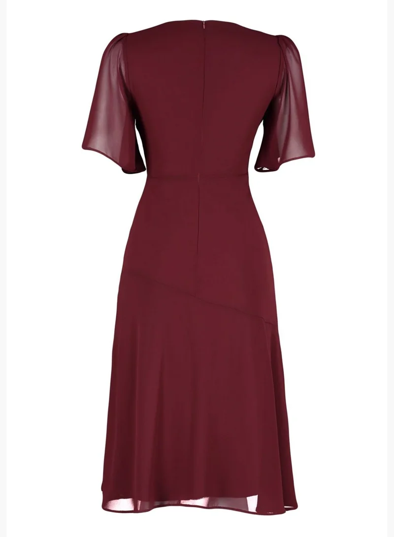 trendyol Burgundy Flared Sleeve Dress