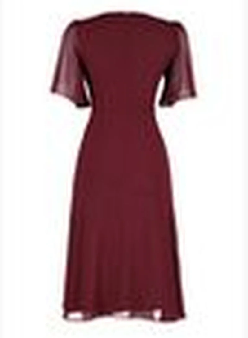 trendyol Burgundy Flared Sleeve Dress