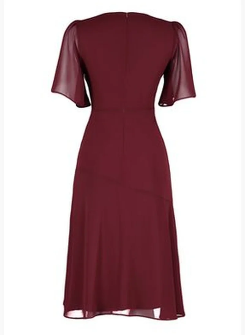 trendyol Burgundy Flared Sleeve Dress
