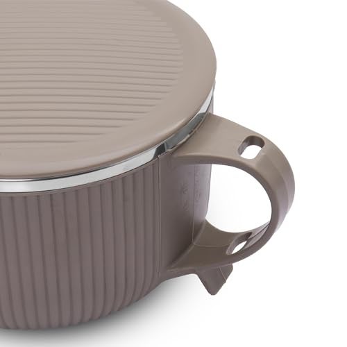 Jaypee Plus Stainless Steel Ribtok Meal Bowl Soup Bowl with Lid & Spoon for Every Day Breakfast Meal, Poha, Cornflaks, Cereal, Suitable for Birthday Gift Girls & Boys, 900ml,Mirror Grey - Image 4