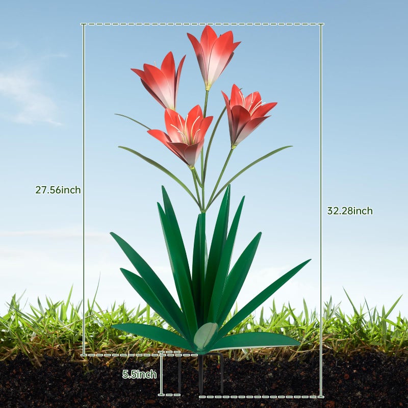 TOMBABY 32.28 Inch Metal Agave Plant Outdoor Decoration Lily Mexican Yard Art Garden Gift Home Decor Hand Painted Metal Agave Garden Yard Statue (1, Green) - Image 2