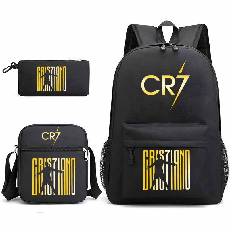 Youth CR7 Ronaldo Fashion Backpack 3-Piece Set Black 