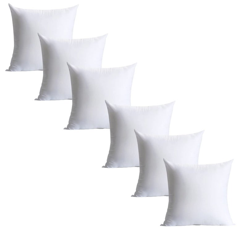 Calibrate Timing 20 x 20 inches Pillow Inserts Set of 6 Hypoallergenic Brushed Microfiber Liner Down Alternative Filled Square Cushion Throw Pillow