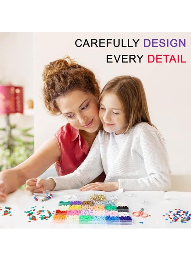 Clay Beads Bracelet Kit for Girls – 30-Grid Flat Beads Set with Gold/Silver Spacers & Charms, DIY Jewelry Making for Friendship Gifts, Crafts & Teen Fun - Image 2