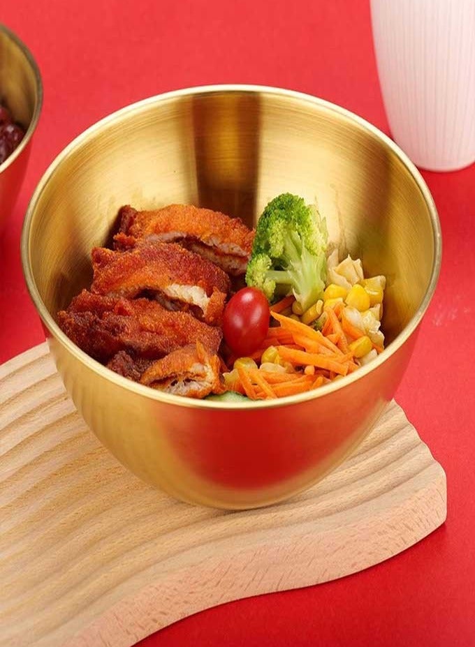 2500ml Golden Salad Baking Basin | Made of 304 stainless steel, it is heat-resistant, rust resistant, and has anti slip patterns. It is a three in one baking and mixing dessert table that is suitable for both high and low temperatures - Image 1