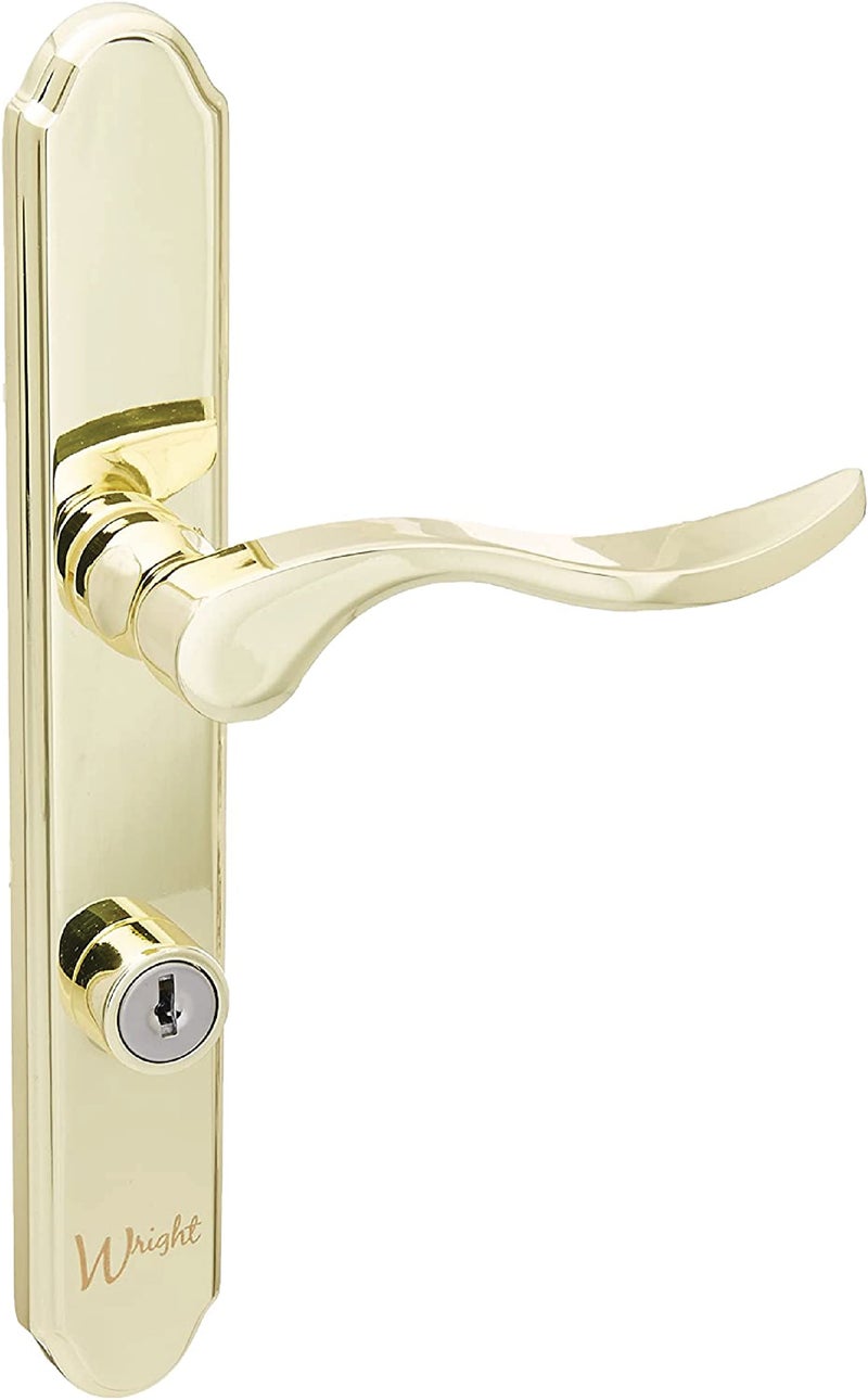 Wright Products Serenade Mortise Keyed Lever Mount Latch with Deadbolt for Screen and Storm Doors Polished Brass