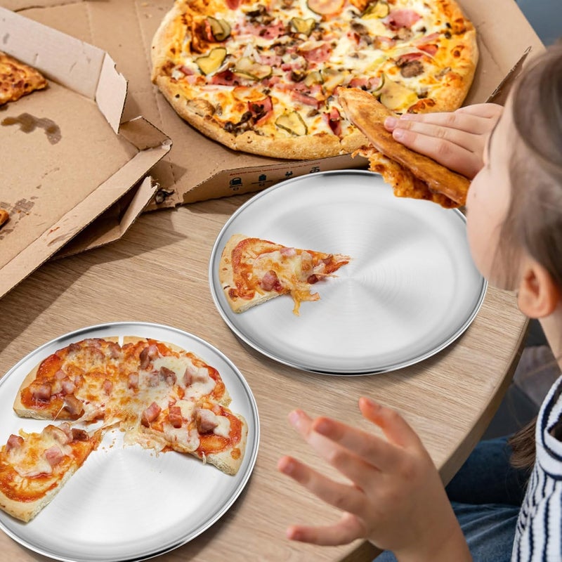 Onader 6Piece 188 Stainless Steel Plates 8 Inch 304 Metal Dinner Dishes for Kids Toddlers Round Serving Plate Dishwasher Safe - Image 5