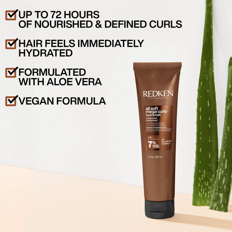 Redken All Soft Mega Curls Hydramelt Leave-In Treatment | For Extremely Dry Hair | For Curly & Coily Hair | Ultra Moisturizing Hair Lotion Enhances Shine | With Aloe Vera - Image 2