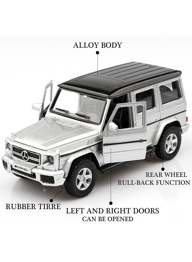general 1/36 Scale Mercedes AMG G63 G Wagon Diecast Model Car, Alloy Pull Back Vehicles G Wagon Toy Car, Cars Gifts for Boys, Silver - Image 3