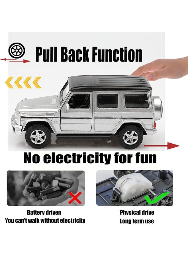 general 1/36 Scale Mercedes AMG G63 G Wagon Diecast Model Car, Alloy Pull Back Vehicles G Wagon Toy Car, Cars Gifts for Boys, Silver - Image 5