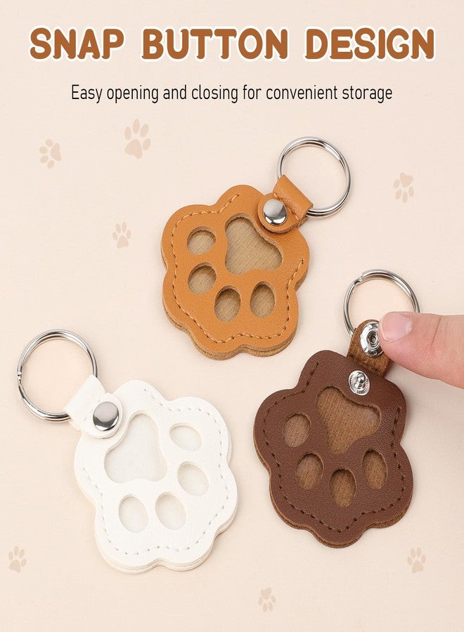 3 Pcs Pet Paw Shaped Leather Keychain, Pet Hair Keychain, Pet Memorial Gift Keyring, Handmade Key Holder For Collecting Cat And Dog Hair - Image 2