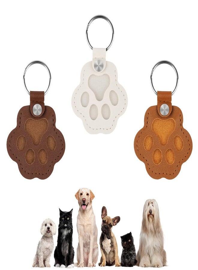 3 Pcs Pet Paw Shaped Leather Keychain, Pet Hair Keychain, Pet Memorial Gift Keyring, Handmade Key Holder For Collecting Cat And Dog Hair - Image 1