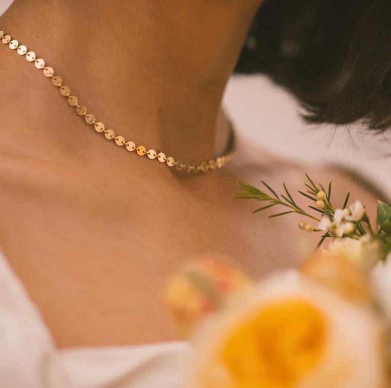 CHESKY 14K Gold Plated Disc Choker Necklace Dainty Coin Adjustable Tattoo Choker Simple Flat Discs Necklace Women Jewelry - Image 4