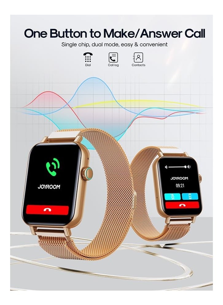 Generic Joyroom jr-ft5 watch latest version Color: Gold Water resistance rating: IP68 Battery capacity: 300 mAh Bluetooth version: 5.3 Bluetooth  - Image 1