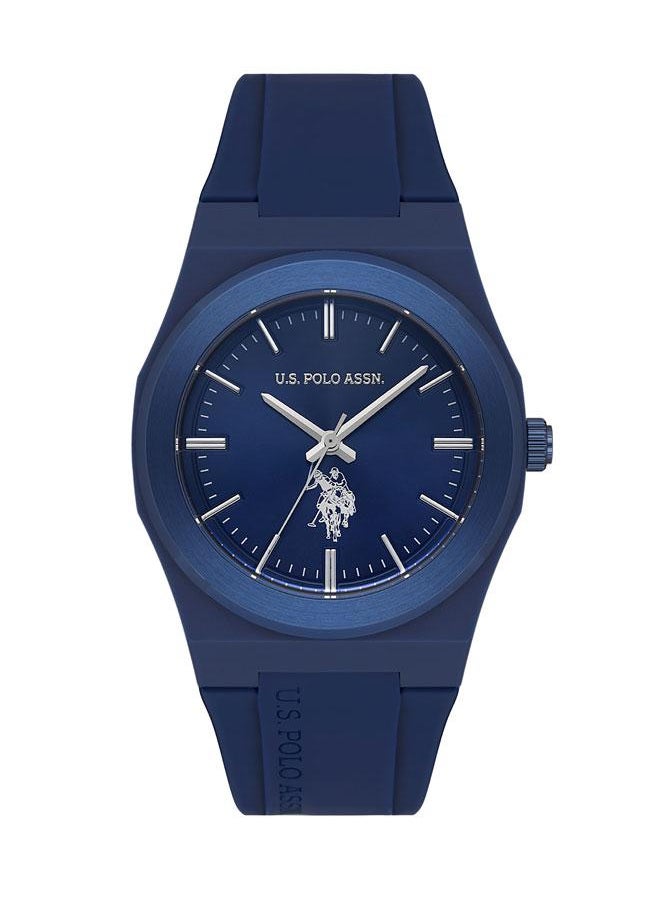U.S. Polo Assn. U.S. Polo Assn. Yard Men's 40mm Watch with Bold Blue Dial & Silver Accents, Comfortable Blue Silicone Strap, Timeless & Elegant Design  - Image 1
