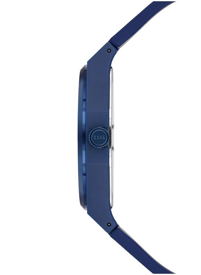 U.S. Polo Assn. U.S. Polo Assn. Yard Men's 40mm Watch with Bold Blue Dial & Silver Accents, Comfortable Blue Silicone Strap, Timeless & Elegant Design  - Image 2