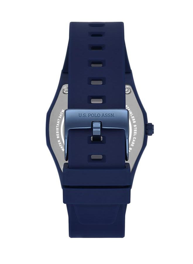 U.S. Polo Assn. U.S. Polo Assn. Yard Men's 40mm Watch with Bold Blue Dial & Silver Accents, Comfortable Blue Silicone Strap, Timeless & Elegant Design  - Image 3