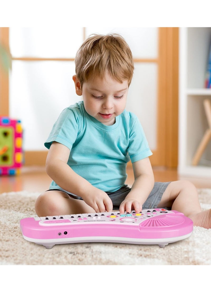 SYOSI Kids Piano Keyboard, Piano for Kids with Microphone Portable Electronic Keyboards for Beginners 37 Keys Musical Toy for Baby Girls Birthday Gift 3 4 5 6 7 Year Old Kids Toy Piano (Pink)  - Image 4