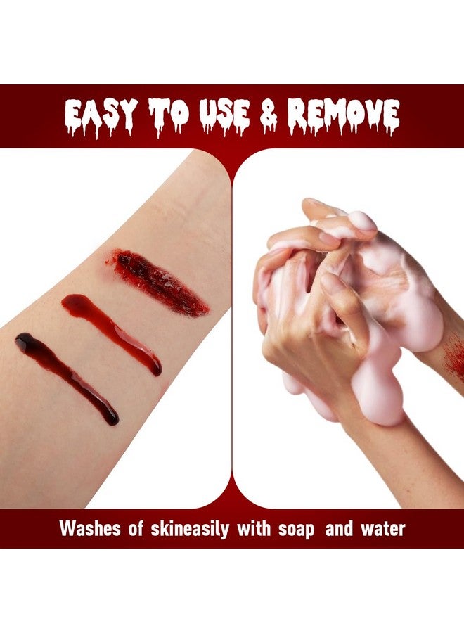 ecofavor Halloween Fake Blood Makeup Kit Essentials-4Pcs, Sfx Washable Realistic Fake Blood，Scary Vampire Zombie Fake Blood Kit For Clothes，Non-Toxic，Easy To Remove，Special Effects Blood - Image 4