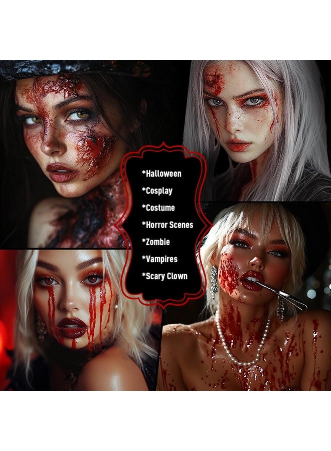 ecofavor Halloween Fake Blood Makeup Kit Essentials-4Pcs, Sfx Washable Realistic Fake Blood，Scary Vampire Zombie Fake Blood Kit For Clothes，Non-Toxic，Easy To Remove，Special Effects Blood - Image 2