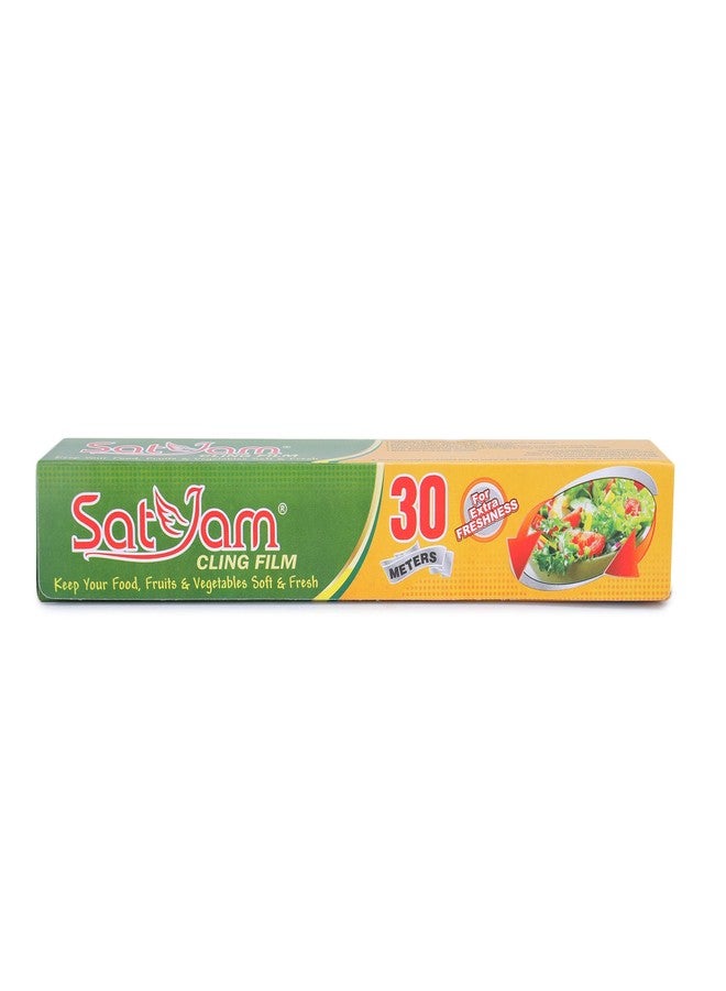 SATYAM غلاف بلاستيكي من ساتيام، 30 متر × 30 سم، ورق تغليف متعدد الأغراض للطعام، غلاف غذائي، لفة تغليف طعام قابلة للتحلل الحيوي، تخزين وتغليف الطعام للحفاظ على نضارته (عبوة من 3 قطع) - Image 2
