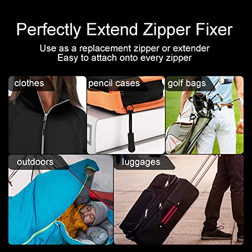 CooBigo 12Pack Zipper Pull Replacement, Golf Bag Parcord Zipper Pull Tab Replacement for Backpack, Jackets, Pants, Boots, Coats, Luggage - Balck(Universal Extender) - Image 5