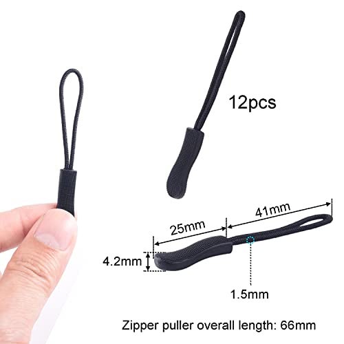 CooBigo 12Pack Zipper Pull Replacement, Golf Bag Parcord Zipper Pull Tab Replacement for Backpack, Jackets, Pants, Boots, Coats, Luggage - Balck(Universal Extender) - Image 2