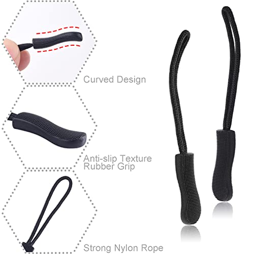 CooBigo 12Pack Zipper Pull Replacement, Golf Bag Parcord Zipper Pull Tab Replacement for Backpack, Jackets, Pants, Boots, Coats, Luggage - Balck(Universal Extender) - Image 3