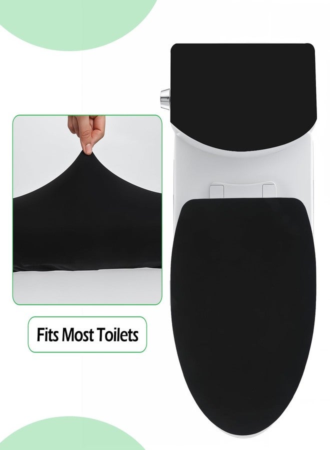 Bremorou Toilet Lid Cover and Toilet Tank Lid Cover Replacement Toilets Covers with Elastic Bottom Polyester Fabric Covers Replacement for Fits Most Size Lids Bathroom Decor Accessories Washable (Black) - Image 5