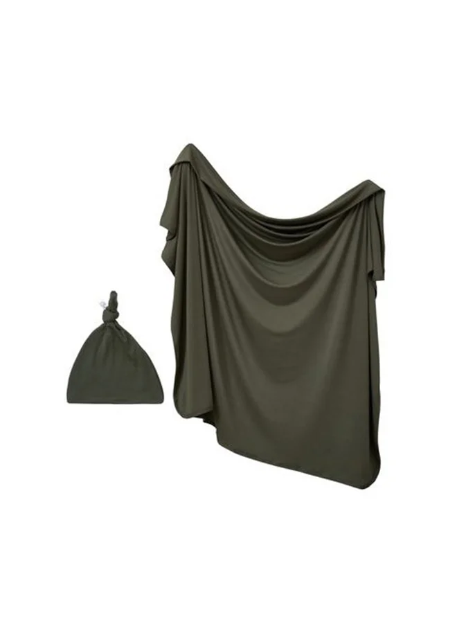 أنفي بيبي Stretchy Bamboo Spandex Swaddle and Hat Green