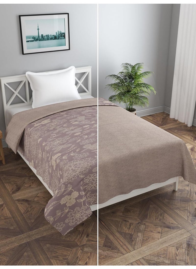 MORADO MORADO Glace Cotton 210 TC Single Bed Size Reversible Duvet CoverQuilt CoverRajai CoverBlanket Cover with Zipper 60x90 Inches Mauve  - Image 1