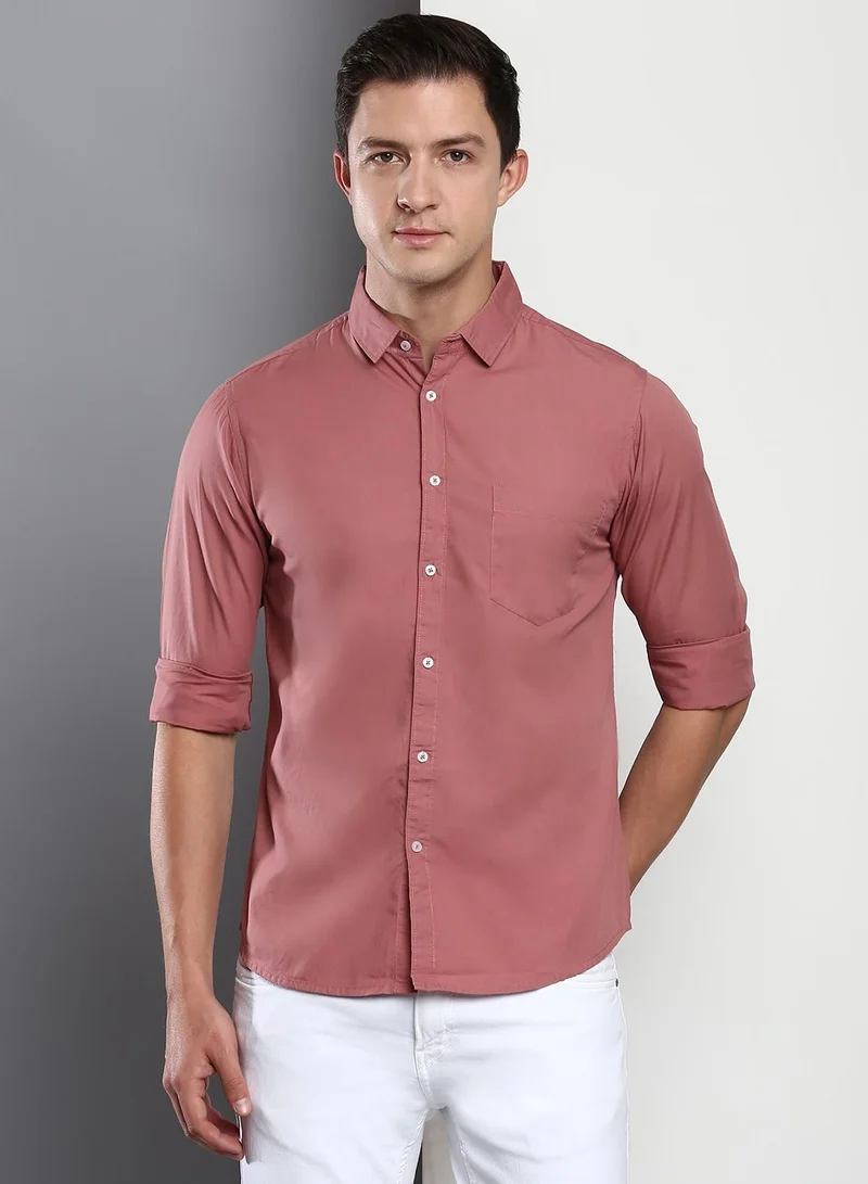 Dennis Lingo Dennis Lingo Men's Solid Dusty Pink Casual Shirt